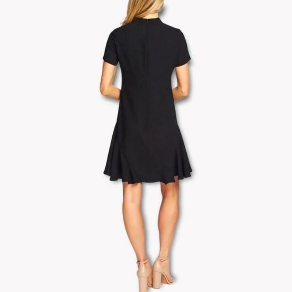 NWT Womens CeCe Bow Neck Short Sleeve Ruffle Hemline Black LBD Dress Size 0 - Picture 9 of 12